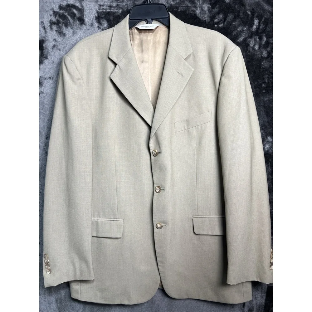 Pronto Uomo Blazer 42R Tan 100% Wool Made In Italy Sport Coat‎